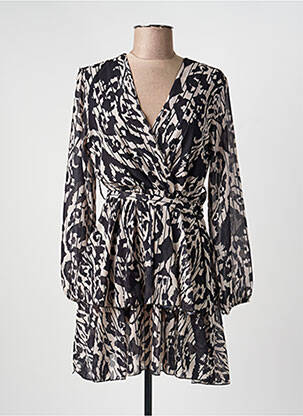 Robe courte coupe fluide manches longues noir MADE IN ITALY femme
