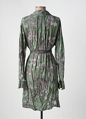 Robe mi-longue imprimé fleurs manches longues vert LAST QUEEN femme