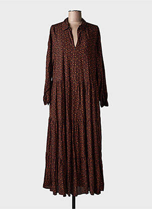 Robe longue manches longues manches longues marron LAST QUEEN femme