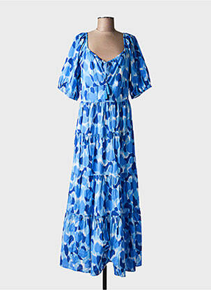 Robe longue imprimé fantaisie manches courtes bleu AN' GE femme
