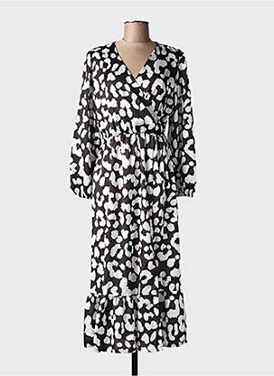 Robe mi-longue coupe fluide manches longues noir ESTEE BROWN femme