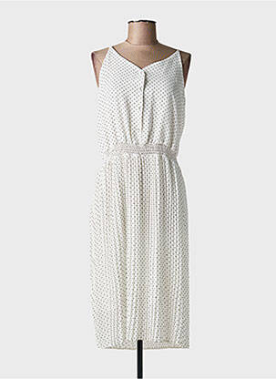 Robe mi-longue coupe fluide fines bretelles blanc SENES femme
