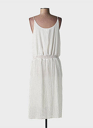 Robe mi-longue coupe fluide fines bretelles blanc SENES femme