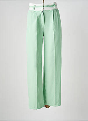 Pantalon droit tissage popeline taille normale vert ROSY DAYS femme