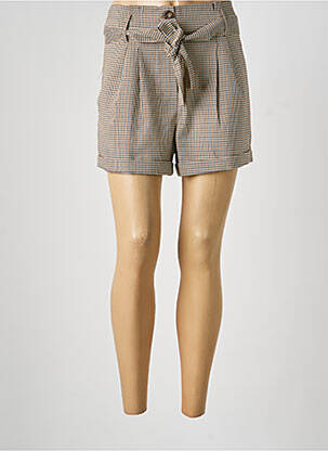 Short fermeture zippée sous rabat boutonné taille normale beige NATHAEL femme