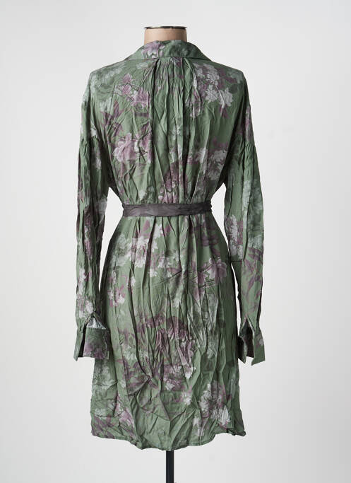 Robe mi-longue coupe fluide manches longues vert LAST QUEEN femme