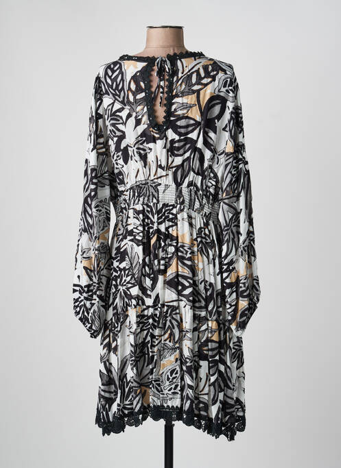Robe mi-longue coupe fluide manches longues noir APRIL VINTAGE femme