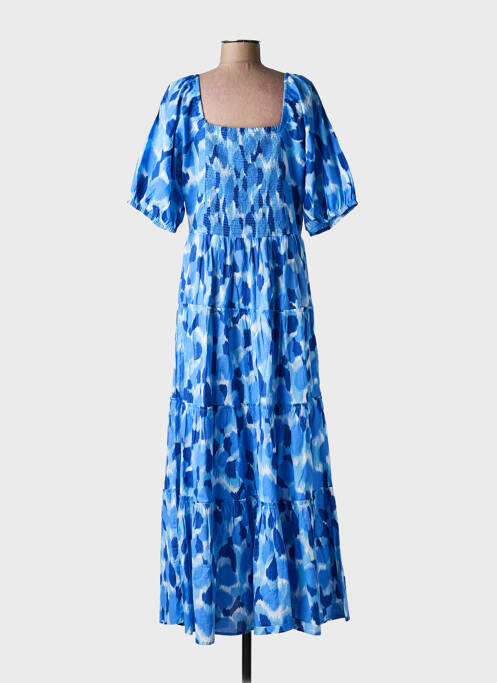 Robe longue imprimé fantaisie manches courtes bleu AN' GE femme