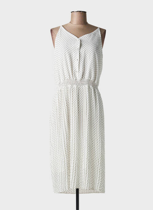 Robe mi-longue coupe fluide fines bretelles blanc SENES femme