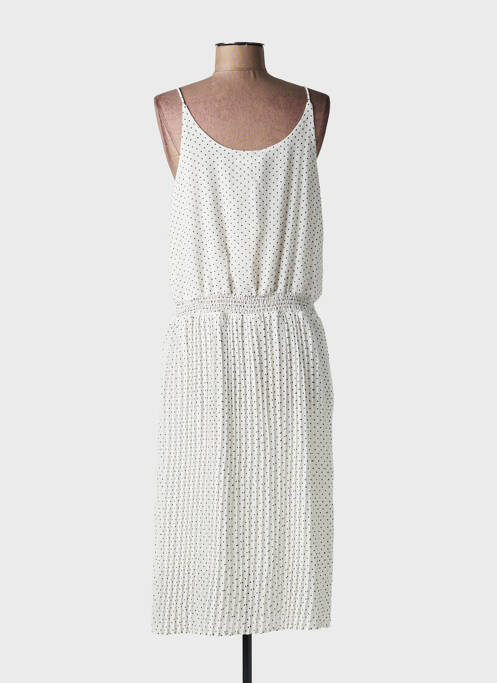 Robe mi-longue coupe fluide fines bretelles blanc SENES femme