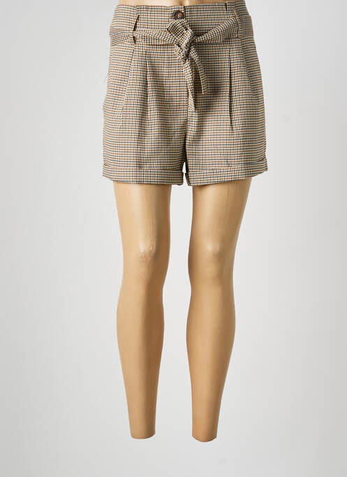 Short fermeture zippée sous rabat boutonné taille normale beige NATHAEL femme