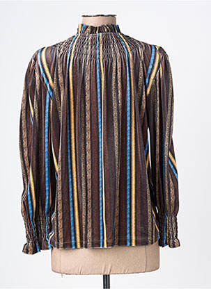 Blouse imprimé fantaisie manches longues marron MIYA femme