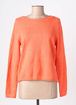 Pull coupe cintrée manches longues orange FEELKOO femme