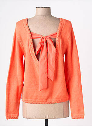 Pull coupe cintrée manches longues orange FEELKOO femme