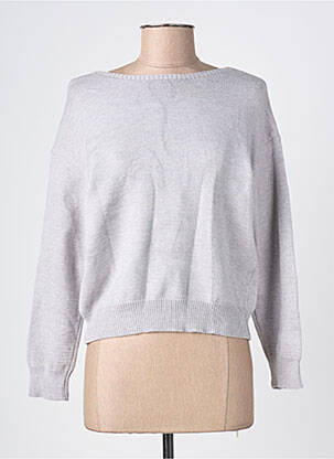 Pull col v manches longues gris FEELKOO femme
