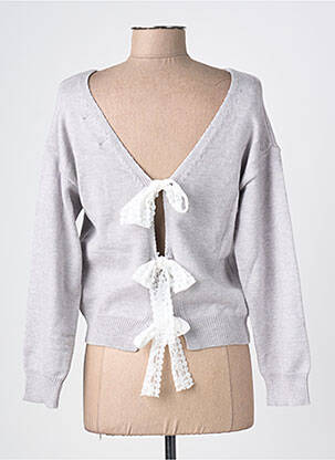 Pull col v manches longues gris FEELKOO femme