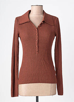 Pull coupe cintrée manches longues marron NATHAEL femme