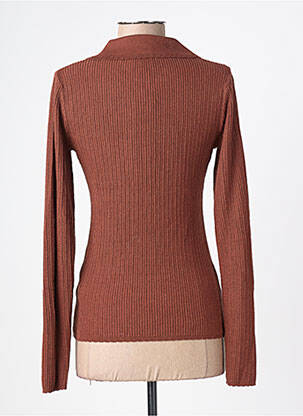 Pull coupe cintrée manches longues marron NATHAEL femme