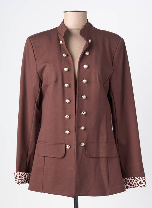 Blazer coupe cintrée marron JOLIFLY femme