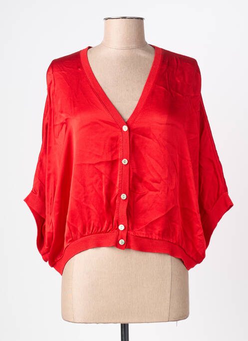 Gilet manches longues resserrée sur le bas rouge MADE IN ITALY femme