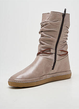 Bottines/boots matière lisse talon plat jusqu'à 3cm beige ALTEX femme