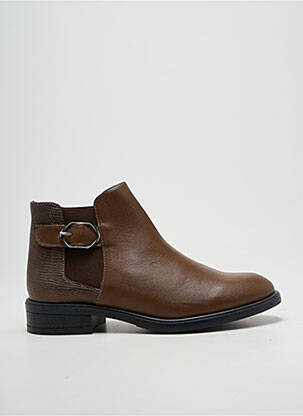 Bottines/boots tissage satiné talon plat jusqu'à 3cm marron OTTILIA femme