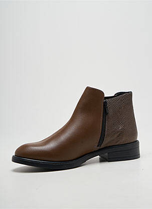 Bottines/boots tissage satiné talon plat jusqu'à 3cm marron OTTILIA femme