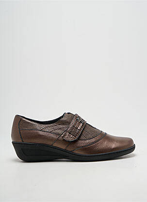 Chaussures de confort tissage satiné talon de 4 à 6cm marron OTTILIA femme