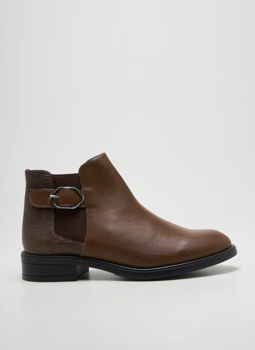 Bottines/boots tissage satiné talon plat jusqu'à 3cm marron OTTILIA femme