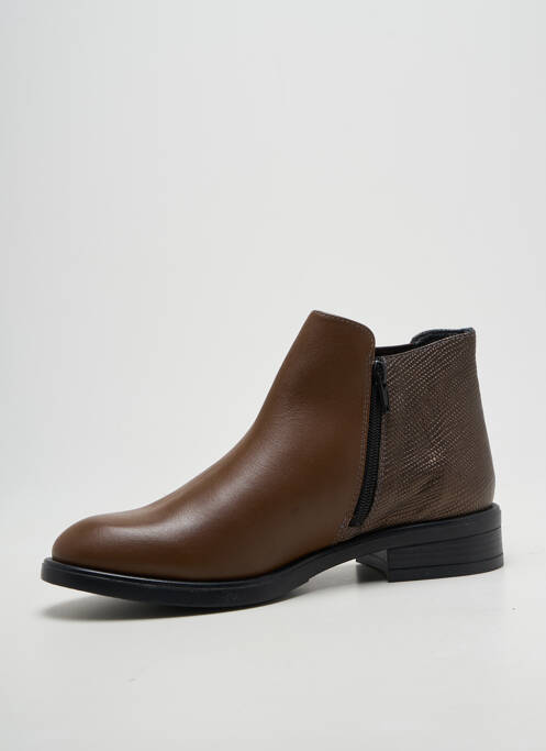 Bottines/boots tissage satiné talon plat jusqu'à 3cm marron OTTILIA femme