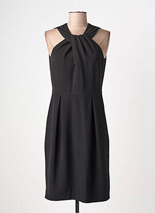 Robe mi-longue tissage crêpe sans manche noir LUISA CERANO femme