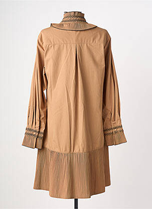 Robe courte coupe évasée manches longues marron EXETERA femme