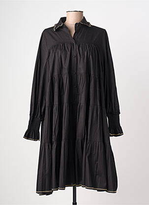 Robe mi-longue manches longues manches longues noir EXETERA femme