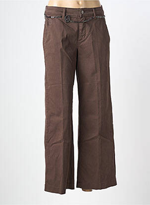 Pantalon 7/8 tissage popeline taille normale marron LIU JO femme