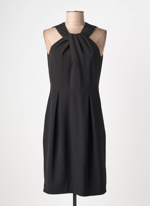 Robe mi-longue tissage crêpe sans manche noir LUISA CERANO femme