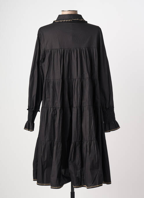 Robe mi-longue coupe évasée manches longues noir EXETERA femme