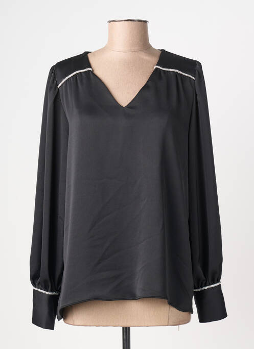 Blouse poignets boutonnés avec fente manches longues noir EMA BLUE'S femme
