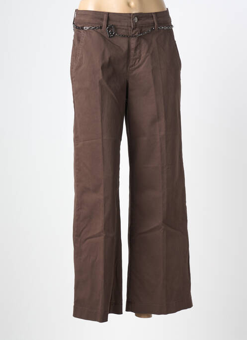 Pantalon 7/8 tissage popeline taille normale marron LIU JO femme