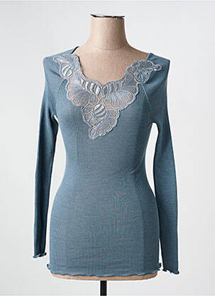Top coupe cintrée manches longues bleu OSCALITO femme
