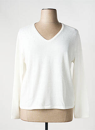 Pull col v manches longues blanc ESCORPION femme