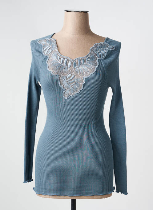 Top coupe cintrée manches longues bleu OSCALITO femme