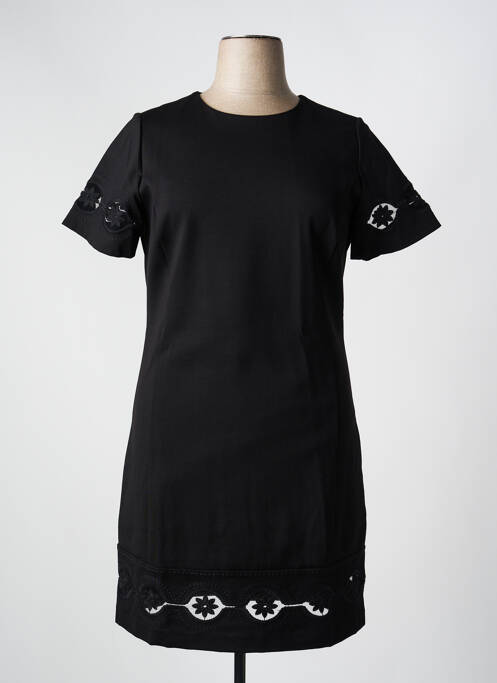 Robe mi-longue fermeture zippée au dos manches courtes noir TWINSET femme