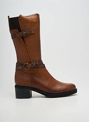 Bottes matière lisse talon de 4 à 6cm marron ELUE PAR NOUS femme