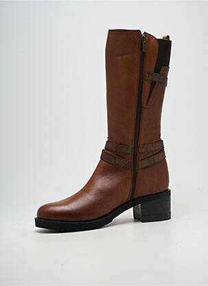Bottes matière lisse talon de 4 à 6cm marron ELUE PAR NOUS femme