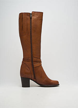 Bottes tissage satiné talon de 7 à 9cm marron ELUE PAR NOUS femme