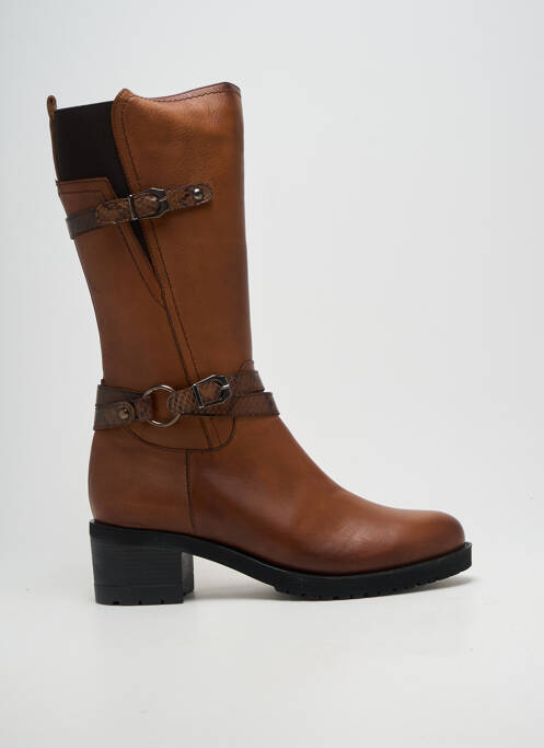 Bottes matière lisse talon de 4 à 6cm marron ELUE PAR NOUS femme