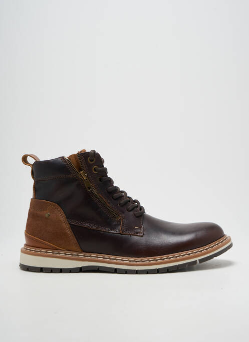 Bottines/boots fermeture zip et lacets bout rond marron ARID homme