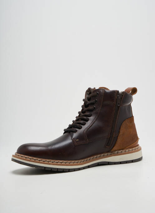 Bottines/boots fermeture zip et lacets bout rond marron ARID homme