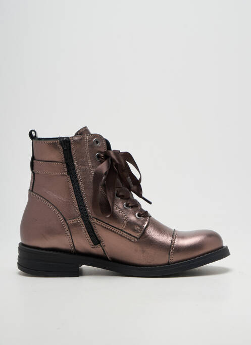 Bottines/boots fermeture zip et lacets talon plat jusqu'à 3cm marron REBELLES femme