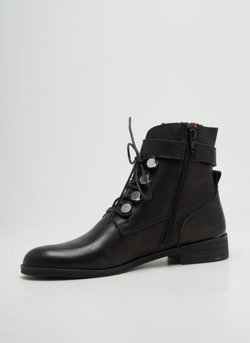 Bottines/boots fermeture zip et lacets talon plat jusqu'à 3cm noir SANTAFE femme
